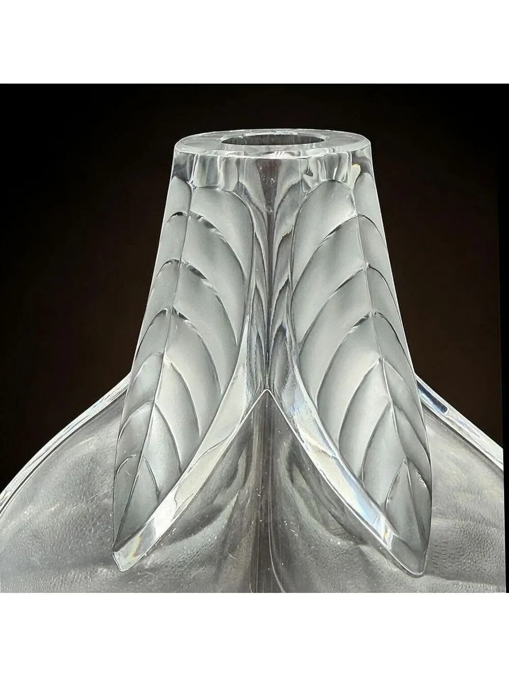 Vtg Lalique France Osumi Frosted Crystal Vase 
